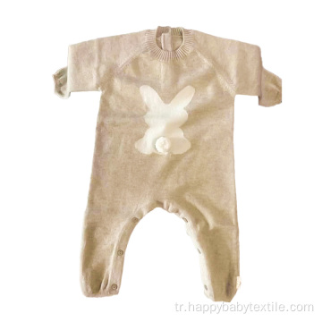 % 100 kaşmir sevgilim tavşan bebek romper